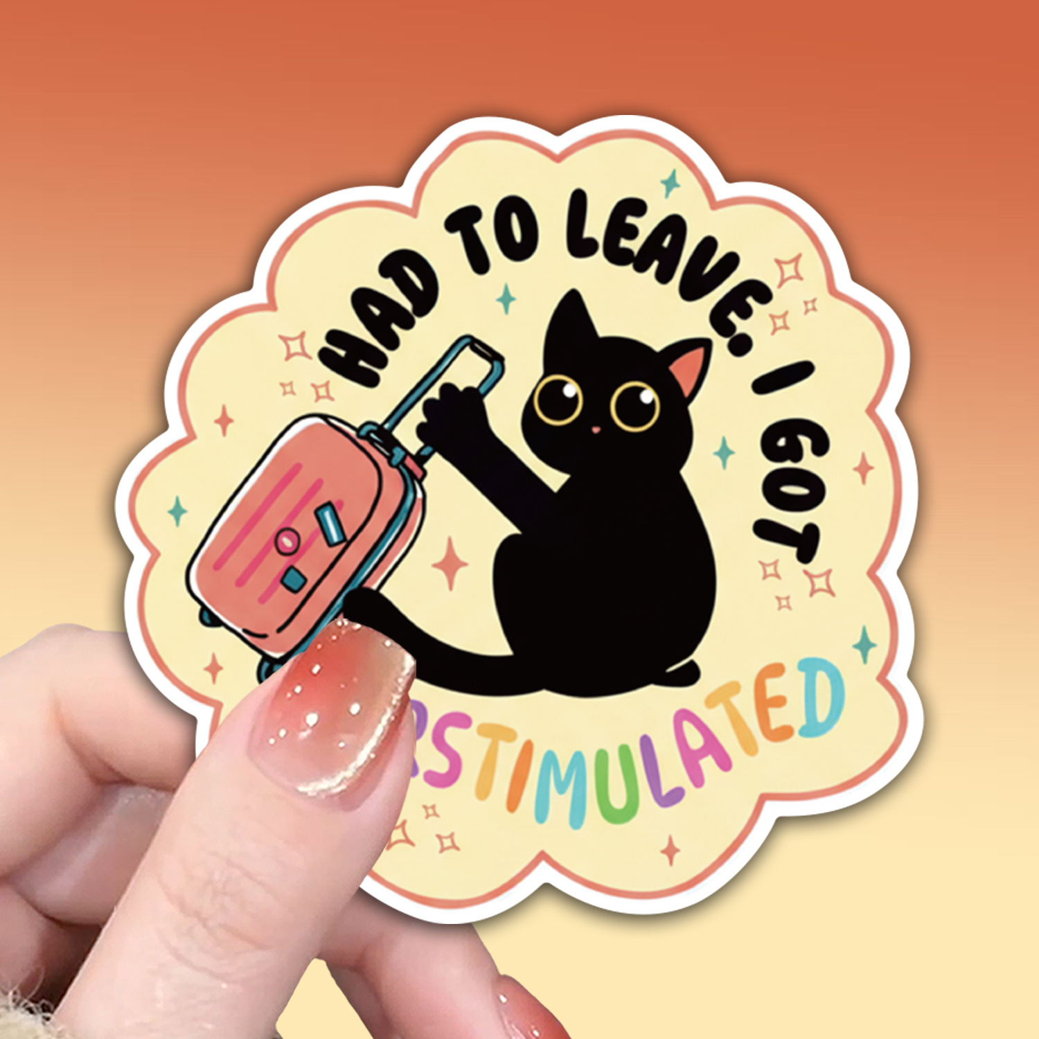 Health & Wellness Là Gì - Overstimulated Funny Black Cat Meme Vinyl