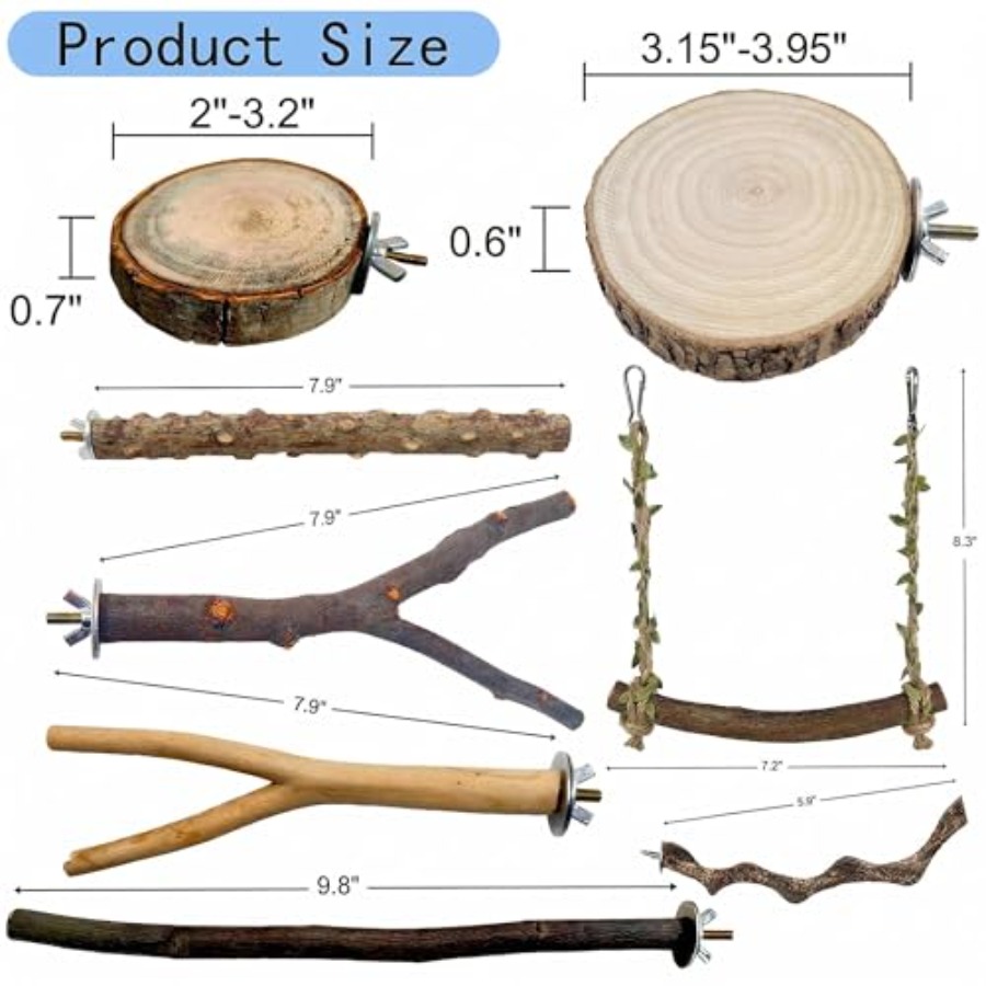 8PCS natural wood bird perches - Health & Wellness Là Gì 评论和价格